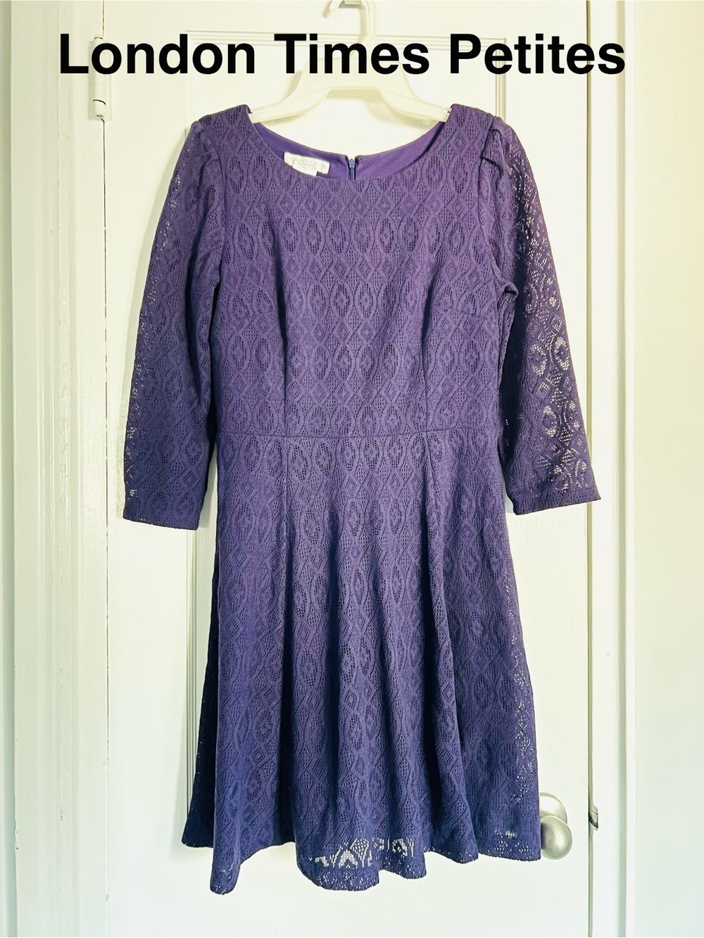London Times 3/4 Sleeve Dress, Size 8 Petites